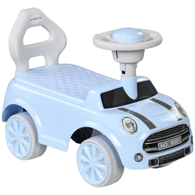 Toddler Ride on Toy, Foot to Floor Sliding Car with Horn, Working Steering Wheel & No Tip Anti-Over-Backwards System - Light Blue