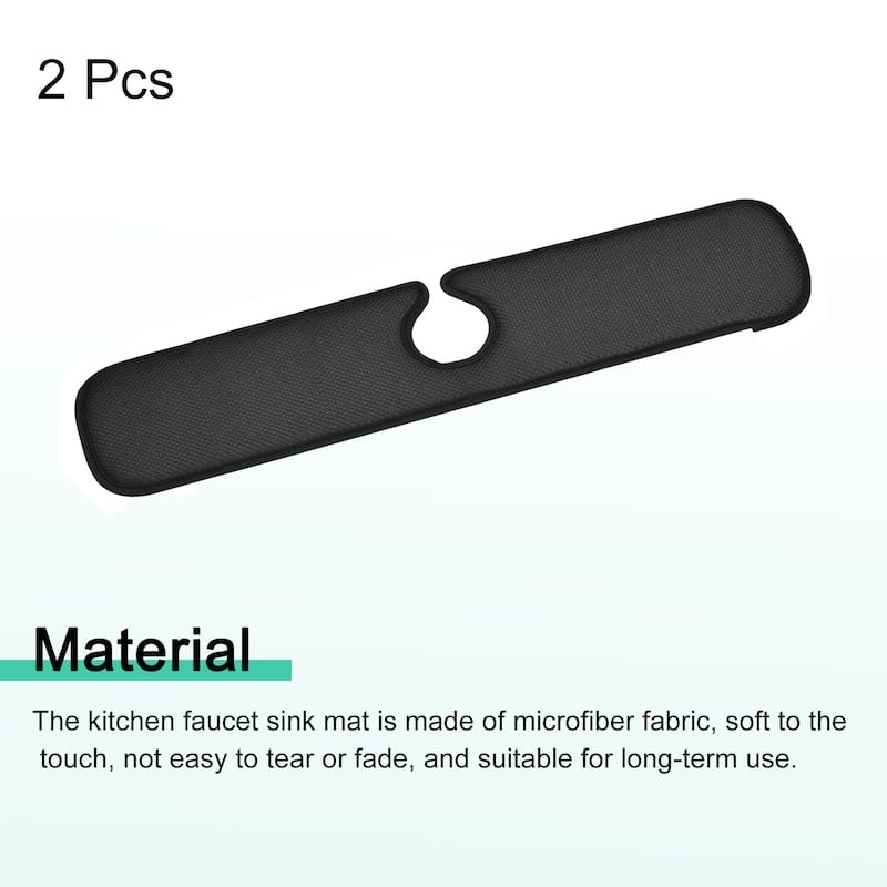 2pcs Kitchen Faucet Absorbent Mat Splash Guard Behind Faucet Drip Catcher Black
