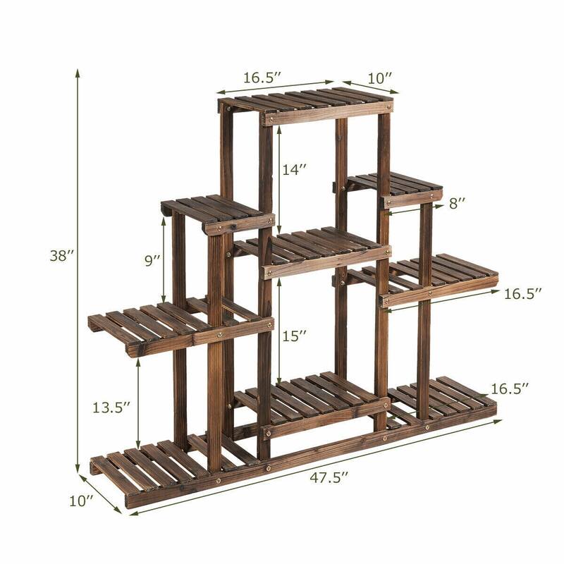 Gymax 6-Tier Flower Wood Stand Plant Display Rack Multifunctional - See Details
