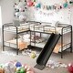 preview thumbnail 2 of 10, Twin Size 4 Beds in 1 L-Shaped Bunk Bed with Slide and Ladder,Modern Design,Easy Assembly,Black