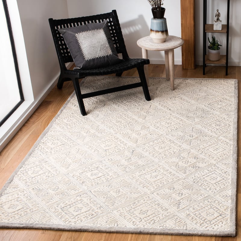 SAFAVIEH Handmade Glamour Klarita Wool Rug - 4' x 6' - Grey/Ivory