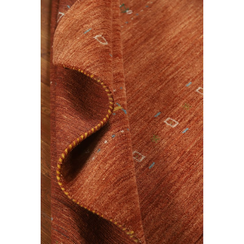 Hand Knotted Oriental 100% Wool Carpet Tribal Animal Pictorial Oranges & Rust Gabbeh Area Rug - 7' 6'' X 5' 1''