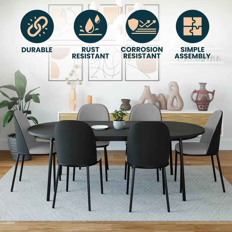 Dining Chair with Upholstered Seat Side Chair with MDF Wood Frame in Steel Set of 4