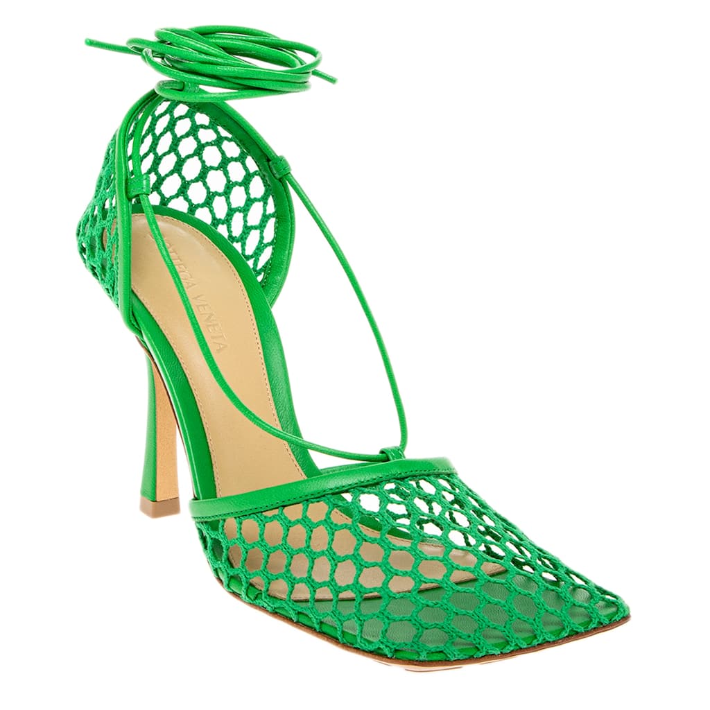 Bottega Veneta Mesh and Leather Stretch Mules