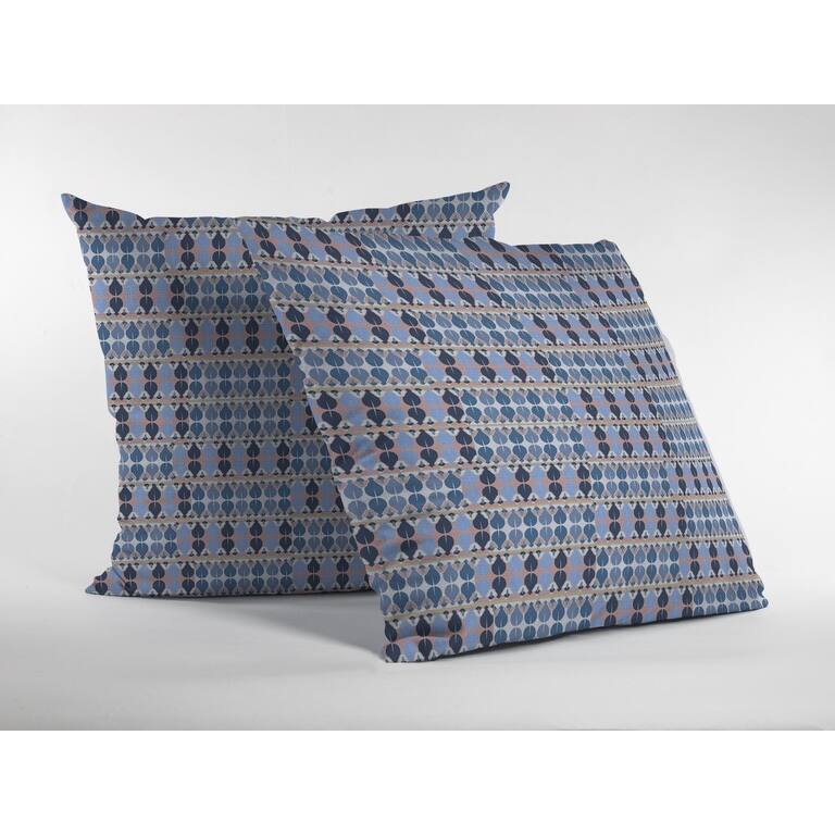 18" Blue Gray Spades Zippered Suede Throw Pillow