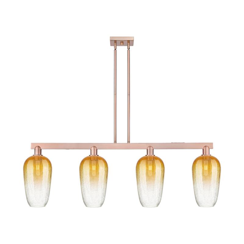 Innovations Lighting Urban Downtown - Brookhaven Flute - 4 Light 48" Stem Hung Island Light - Antique Copper/Amber