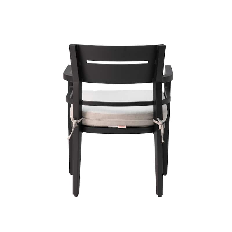Patio Aluminum Stationary Dining Chairs 4PCS with Fabric Cushions