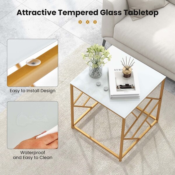 Costway 19.5'' Side Table Square Bedside Sofa Accent Coffee Costway 19.5'' Side Table Square Bedside Sofa Accent Coffee