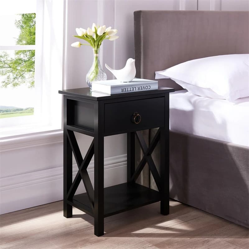 Night Stand Wooden End Table - Black