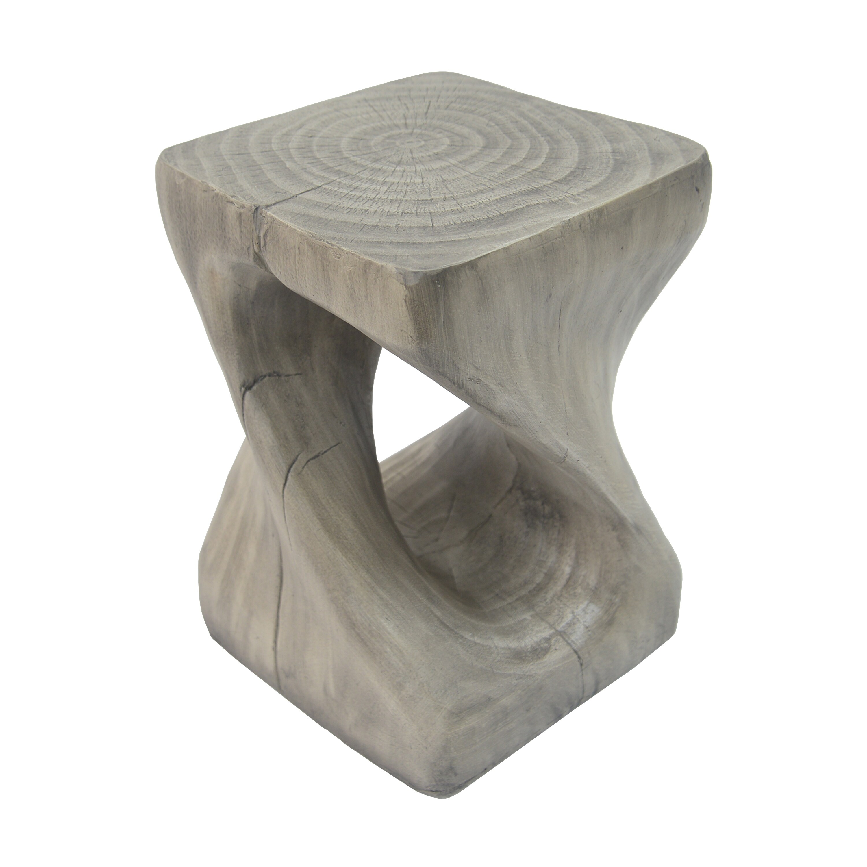 Unique Hollow Twisted Spiral Shape Side Table with Wood Grain