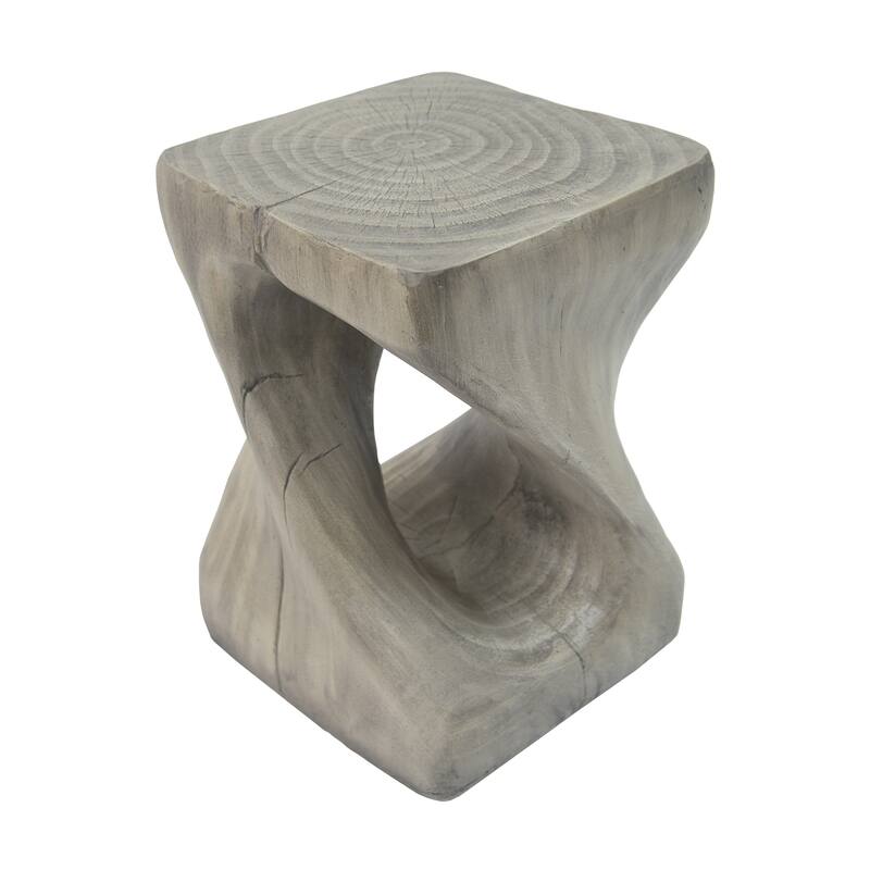 Unique Hollow Twisted Spiral Shape Side Table with Wood Grain Texture