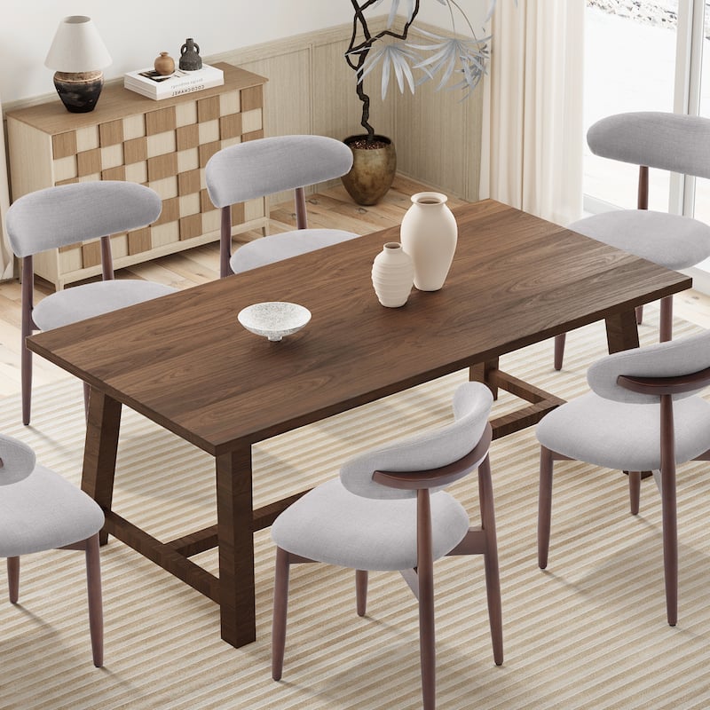 Modern Fabric Upholstered Kitchen Side Chairs, Farmhouse Dining Room Chair with Foot Pegs
