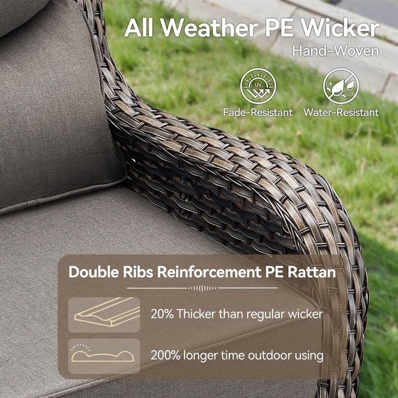 Outdoor Swivel Wicker Patio Chairs Set with Side Table