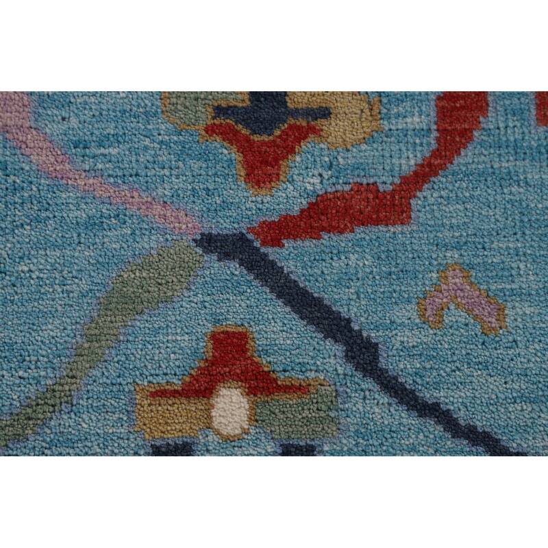 Blue Floral Oushak Oriental Area Rug Handmade Dining Room Wool Carpet - 7'10"x 9'10"