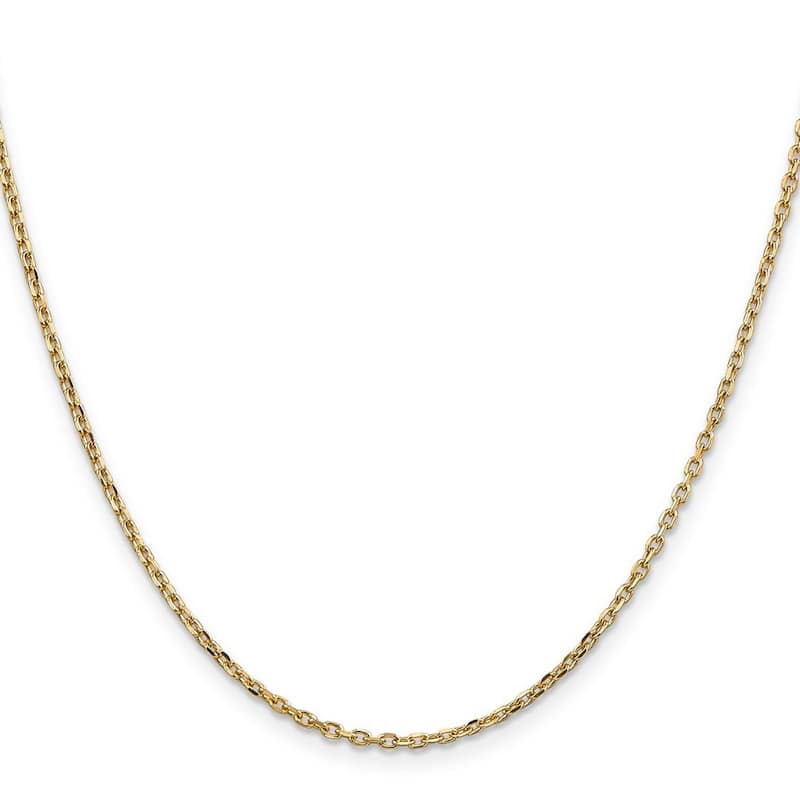 Curata 14k Yellow Gold Solid 1.8mm Diamond Cut Cable Chain Necklace (Lobster) Options: 16 18 20
