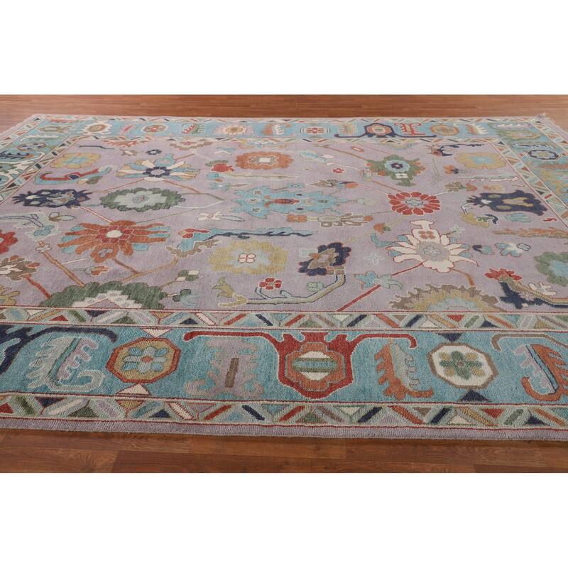 Floral Oushak Oriental Large Area Rug Handmade Wool Carpet - 10'2" x 13'8"