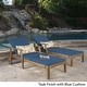 preview thumbnail 10 of 14, Perla Acacia Wood Chaise Lounge (Set of 2) by Christopher Knight Home Teak +Blue