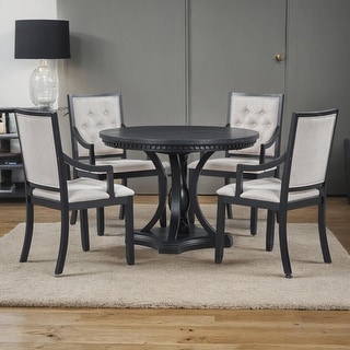 Retro 5-piece Dining Set Extendable Round Table and 4 Chairs for ...