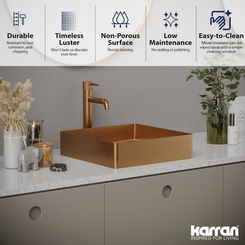 Karran Cinox Stainless Steel Square Vessel Sink