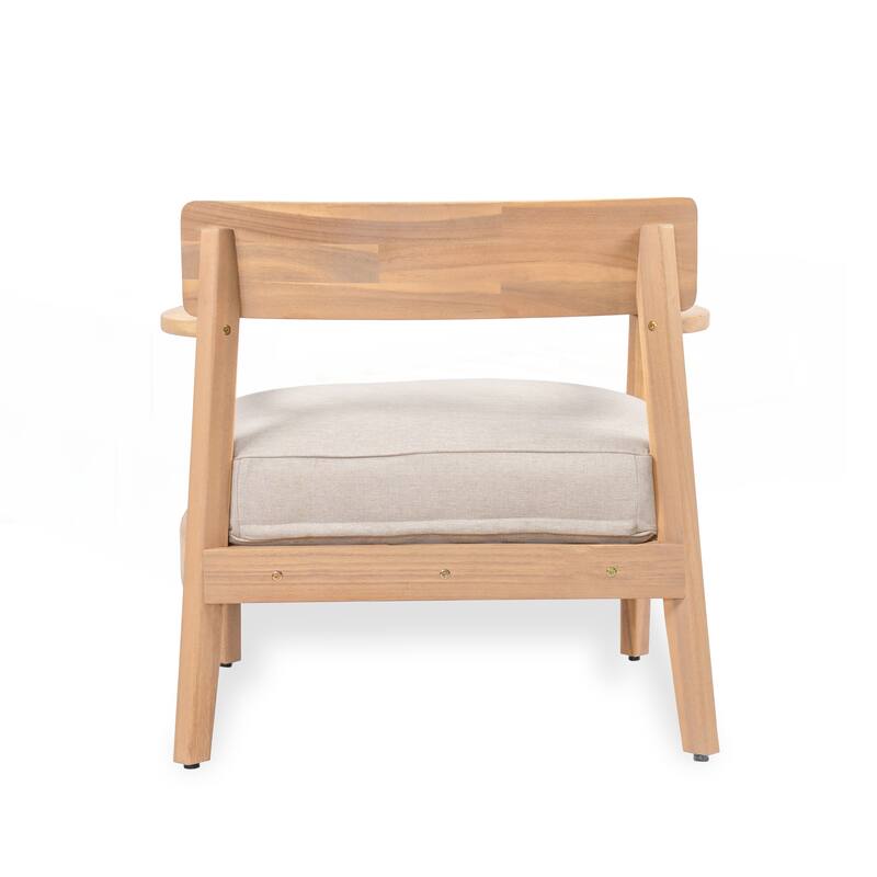 Acacia Wood Club Chair With Seat Cushion