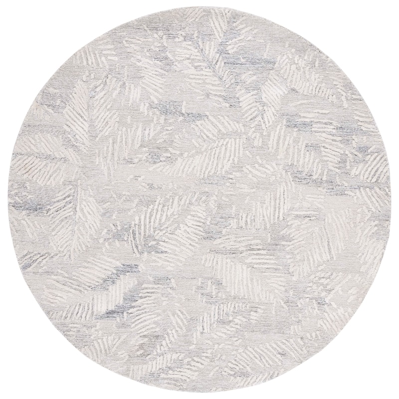 SAFAVIEH Handmade Glamour Shag Contemporary Rug - 6' Round - Grey/Ivory