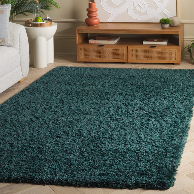 SAFAVIEH Fontana Shag Kimberlie Solid 2-inch Thick Rug - 9' x 12' - Dark Green - Rectangle