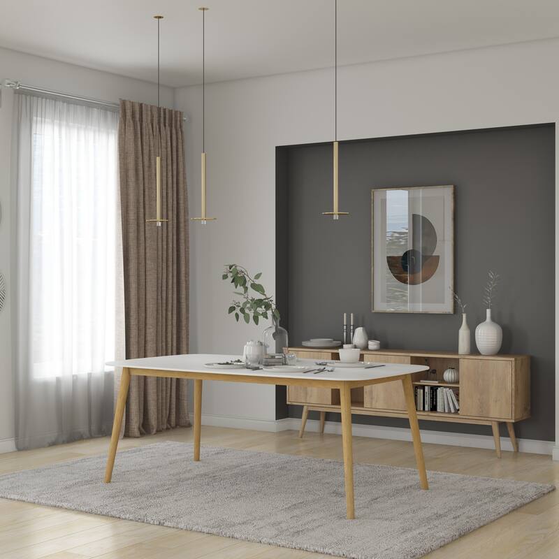 Midtown Concept FSC Wood Nordic White Cushioned Indoor Dining Set