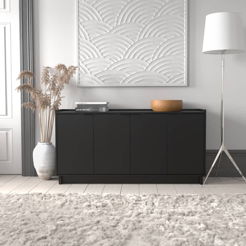 Prepac Simply Modern 4 Door 60" W x 30" H x 16" D Storage Cabinet - 60 in W x 30 in H x 16 in D
