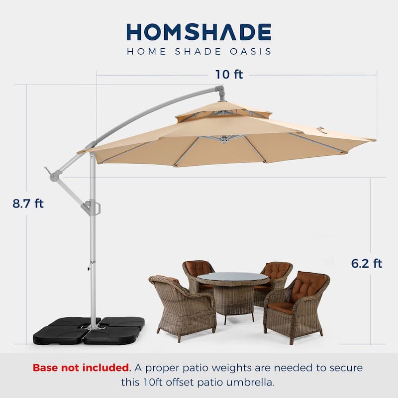 10 ft. Metal Offset Hanging Cantilever Patio Umbrella with Easy Tilt and Crank for Pool Deck