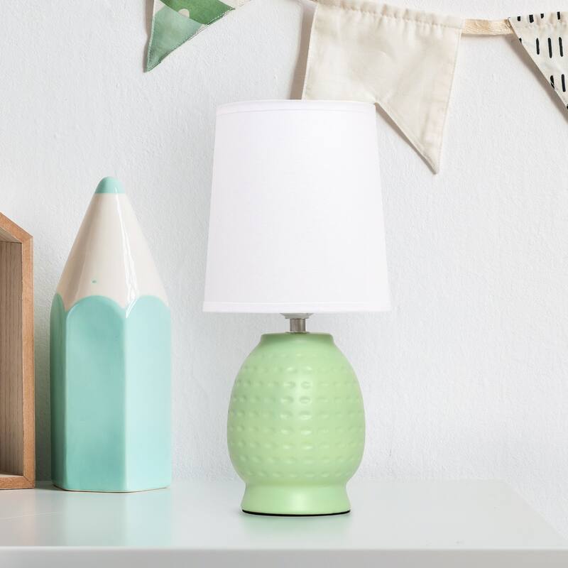 Petite Dimpled Ceramic Table Lamp with Tapered Shade - 12.5" - Lime Green