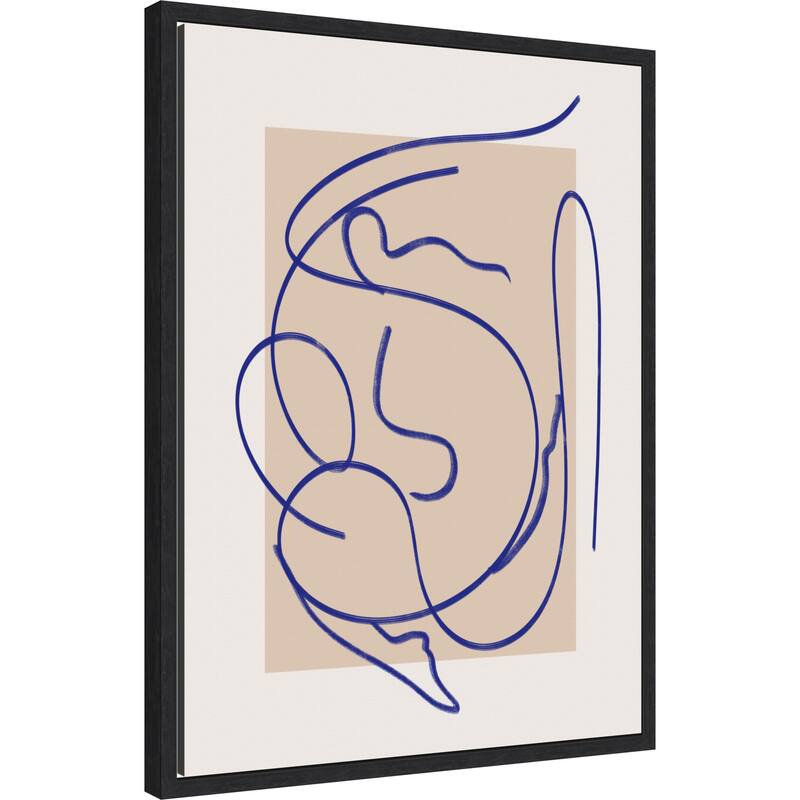 Abstract Blue Line Art No. 3 by Little Dean (18 x 24 in.), Framed Canvas Wall Art Print