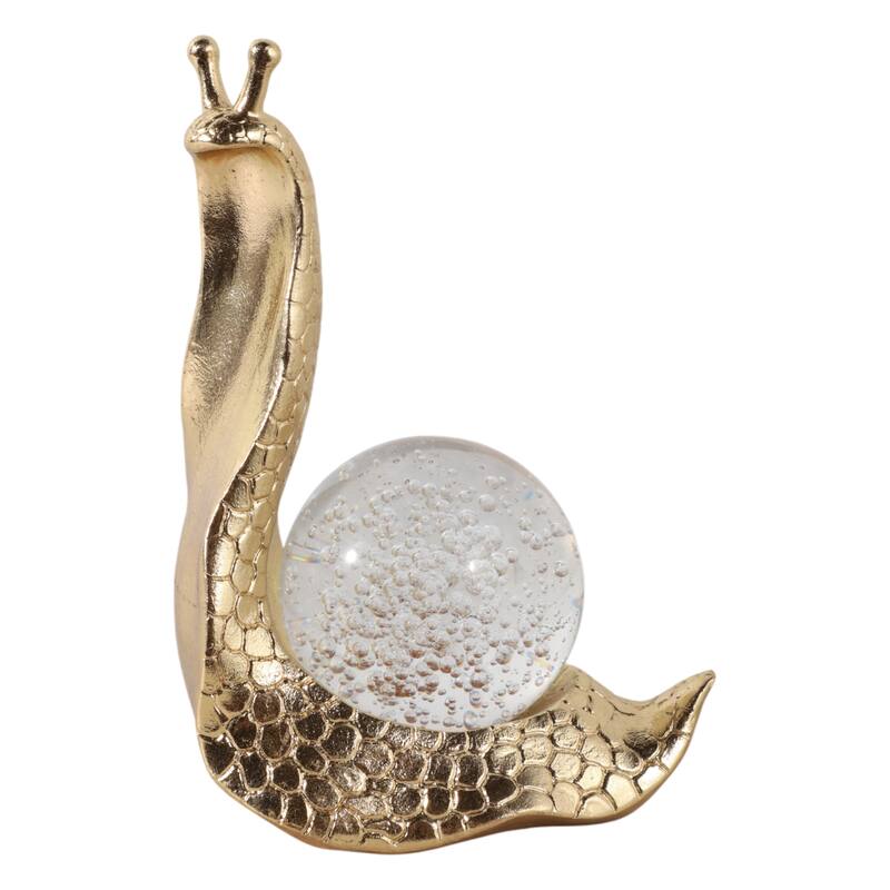 Resin Snail Figurine Textured Body with Orb Shell Decor - Gold - 7.5"