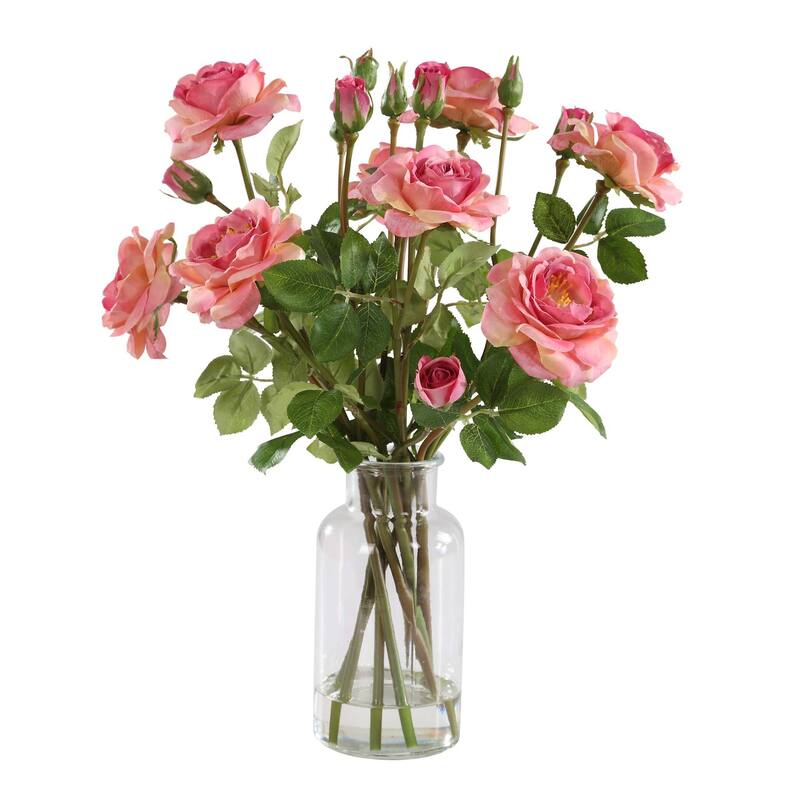 Uttermost 60250 Adoration Rose 12" Wide Roses Artificial Plant in a - Refreshing Pink