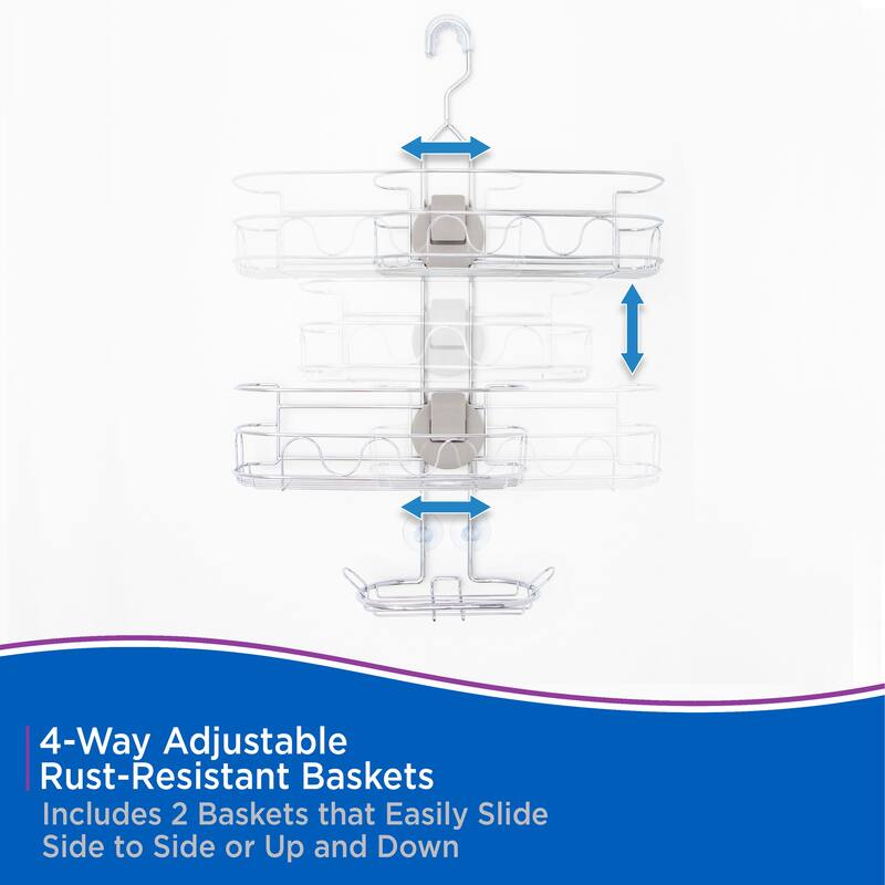Kenney Rust-Resistant EasySlide 4-Way Adjustable Caddy - Chrome