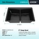 preview thumbnail 3 of 6, 33 Inch Lexicon Platinum Quartz Composite Drop-in Undermount Double Bowl Galaxy Black Kitchen Sink LP-800TM-K-SO