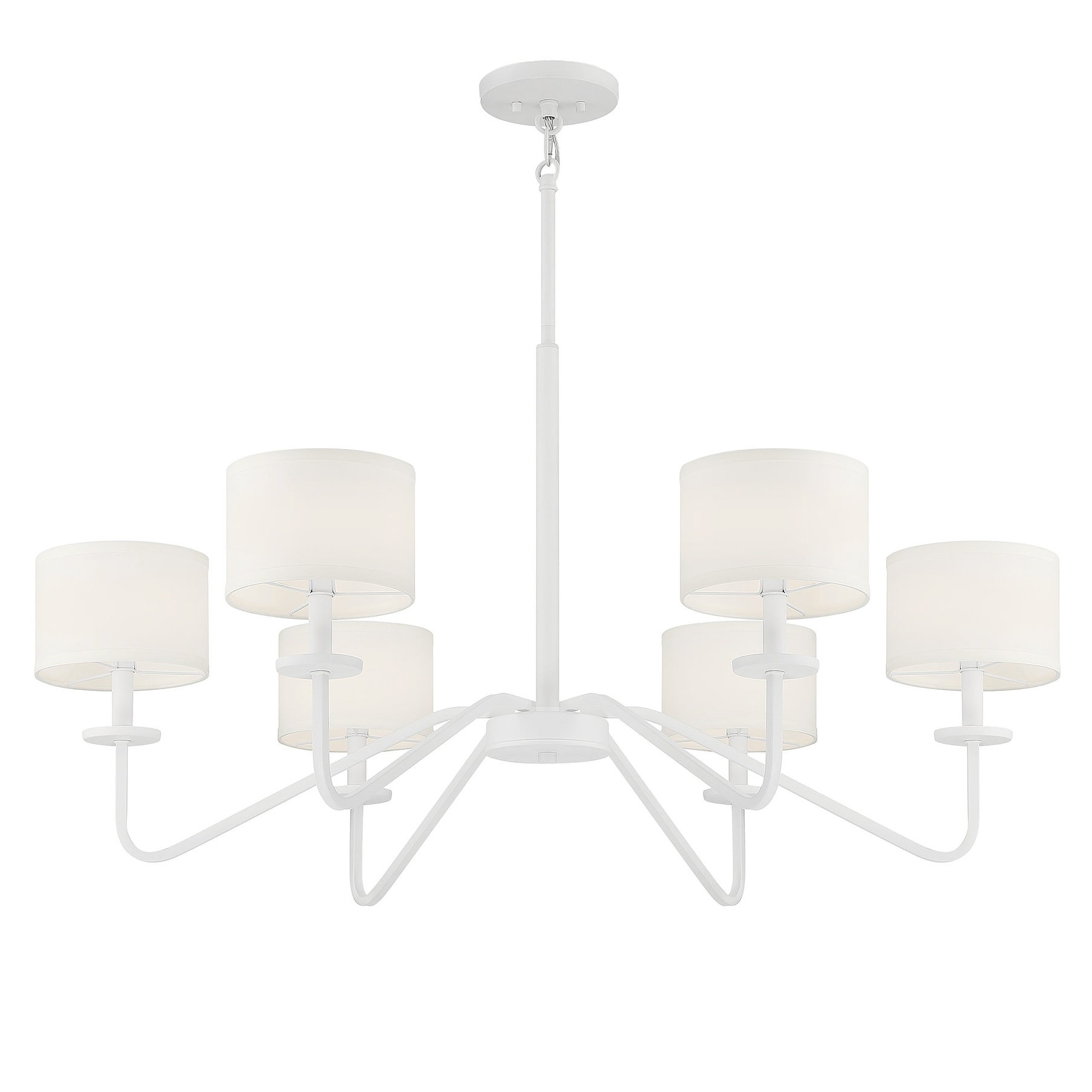 Meridian M10092 6 Light 42" Wide Chandelier with White Fabric Shades
