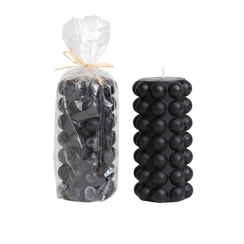 Unscented Hobnail Pillar Candle - Black