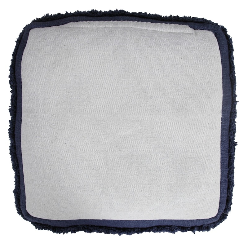 18" Cotton Striped Pouf Ottoman for Living Room, Bedroom or Office
