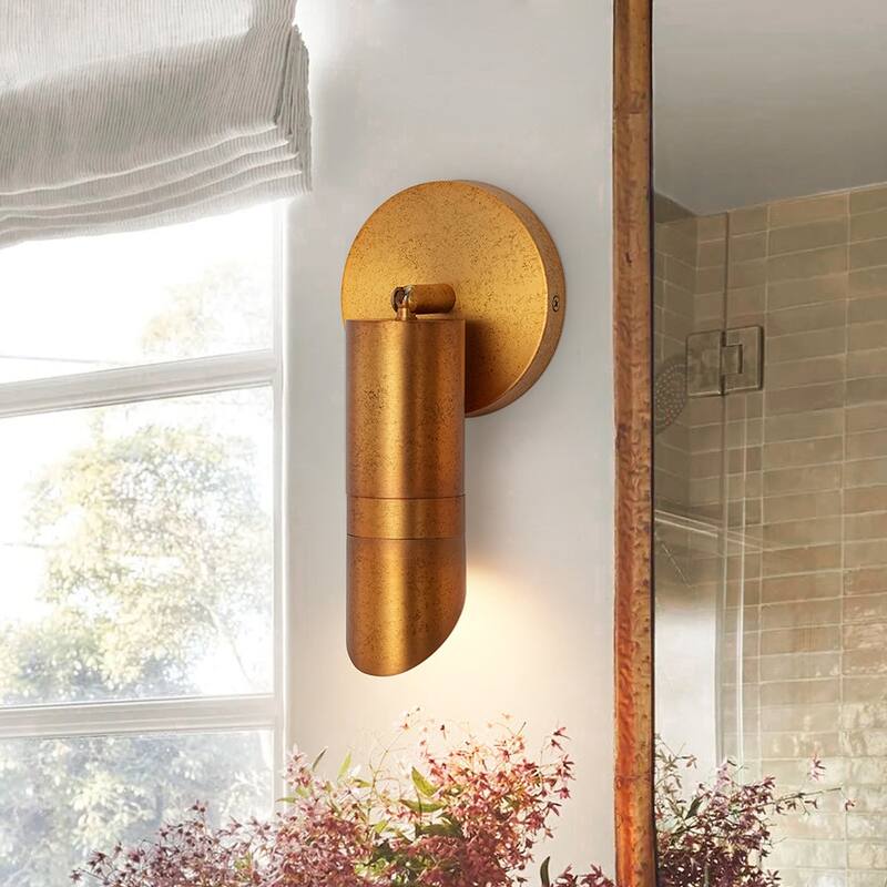 Industrial Rusty Brass Dimmable LED Adjustable Spotlight Track Light - Antique Gold