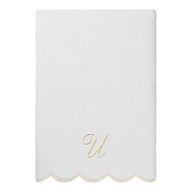 Authentic Hotel and Spa 100% Turkish Cotton Beige ADORNIA Scallop Personalized 3 Piece Towel Set - 3 Piece Set
