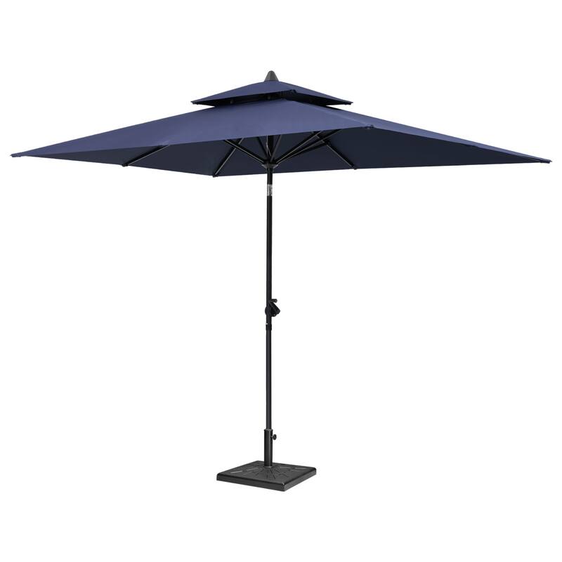 Crestlive Products 9 x 5 FT Double Top Patio Outdoor Market Umbrella and Base Stand