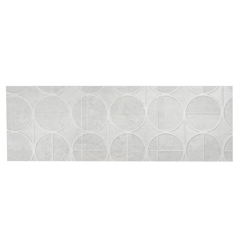 Imprint 16x48 in. Soft Cloud White Matte Ceramic Concentric Circle Large Wall Tile (15.5 sq ft/case, 3-Pack)