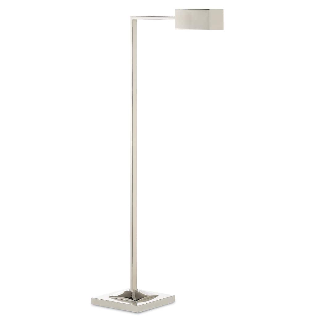 Currey & Company Ruxley Nickel Floor Lamp - 44.25"h x 20.75"w x 9"d