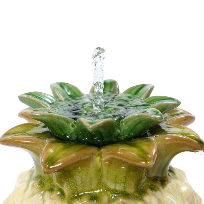 Pineapple Ceramic Indoor/Outdoor 17.1-In Tall Tabletop Fountain