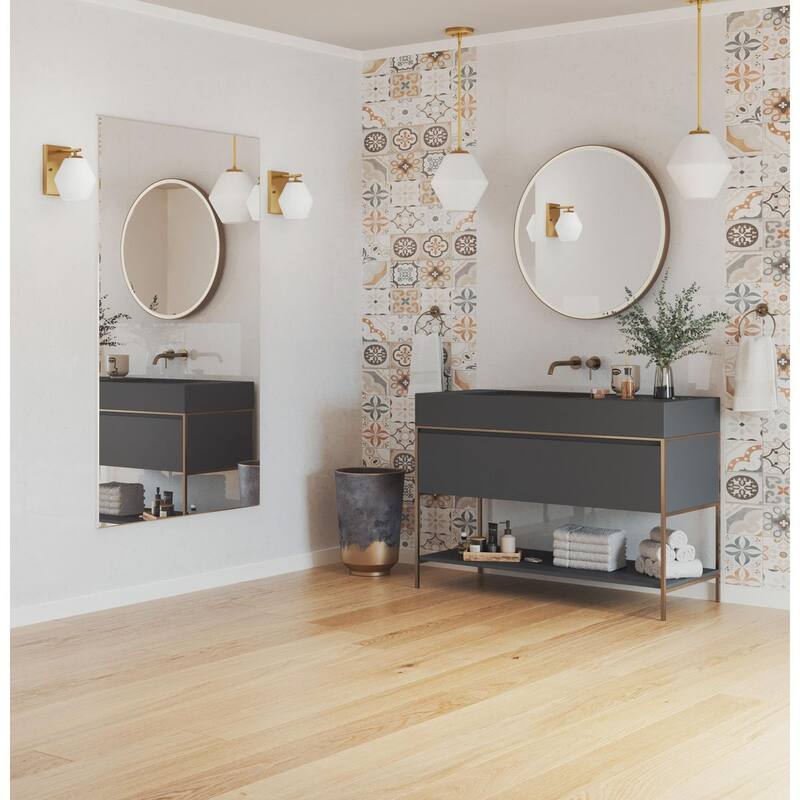 Copeland Collection One-Light Brushed Gold Mid-Century Modern Vanity Light - 6 in x 7 in x 8 in