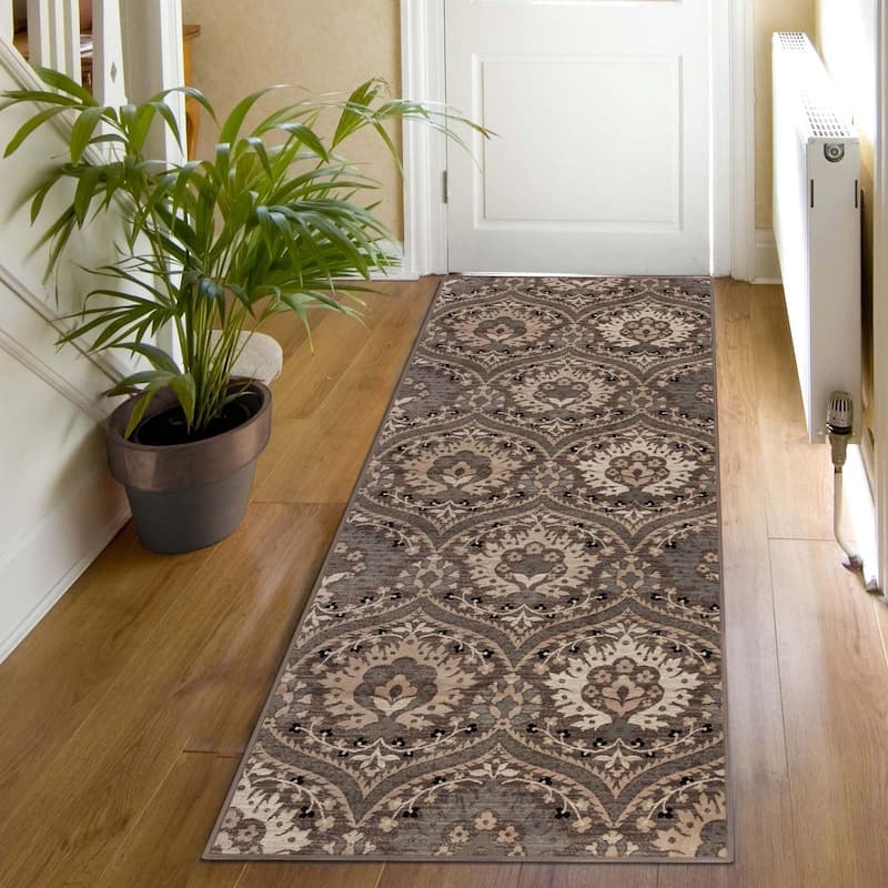 Superior Augusta Vintage Floral Damask Indoor Runner or Area Rug