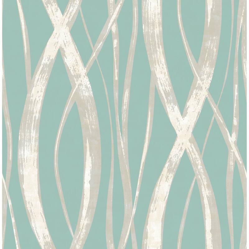 Seabrook Designs Barbados Weave Unpasted Wallpaper - 20.5 in. W x 33 ft. L - Metallic Silver and Aqua