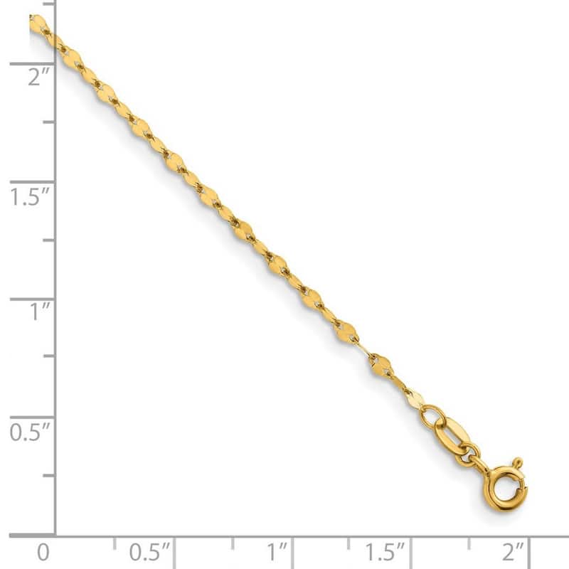 Curata Italian 14k Yellow Gold 2mm Fancy Link Chain Necklace For Women (Spring Ring)