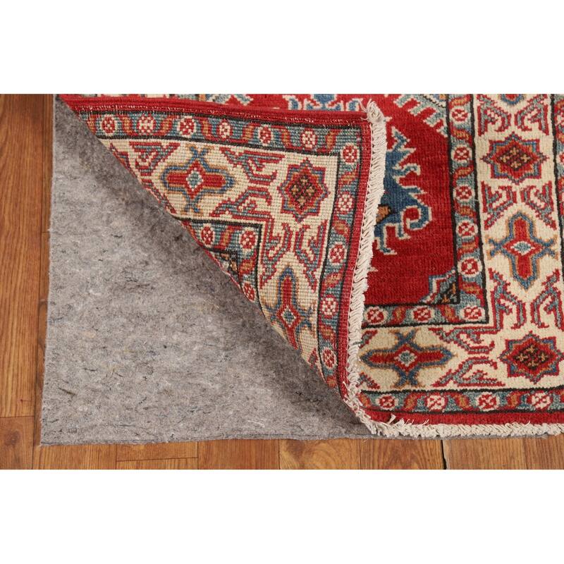 Geometric Kazak Oriental Rug Handmade Traditional Red Wool Carpet - 2'0" x 3'0"