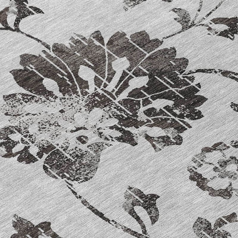 Machine Washable Indoor/ Outdoor Chantille Modern Floral Rug